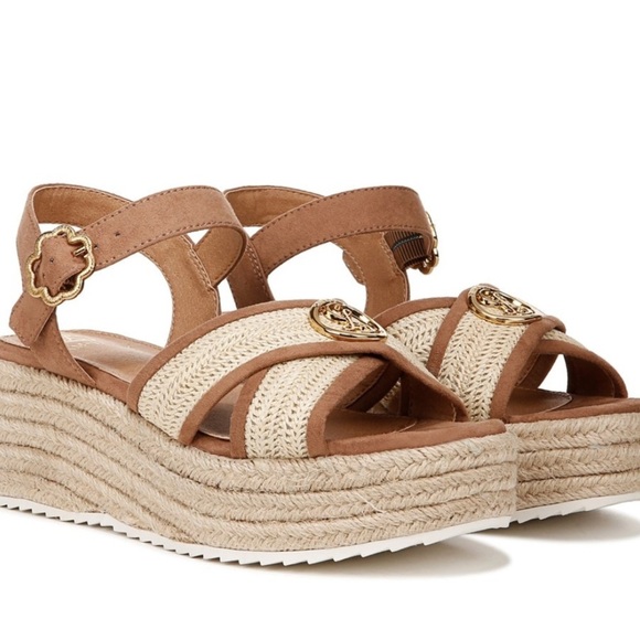Sam & Libby Brown and Cream Espadrille Wedges - Picture 2 of 10